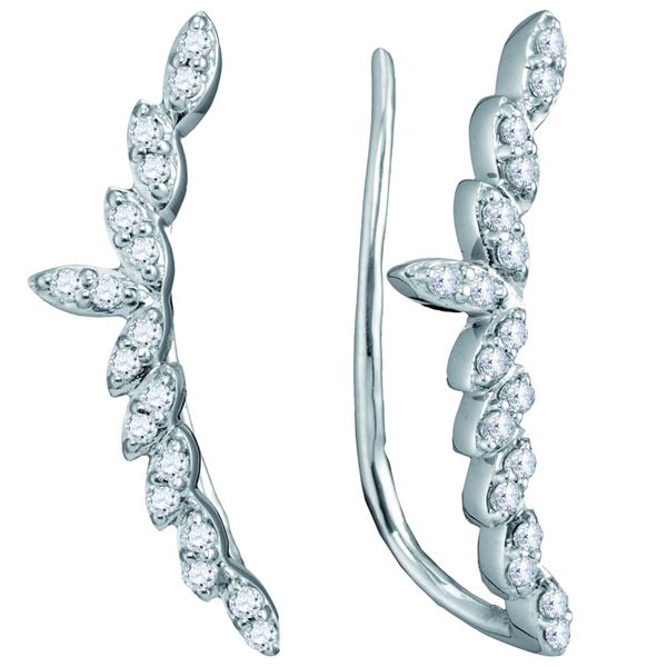 Diamond Climber Earrings 1/4 Cttw 10kt White Gold