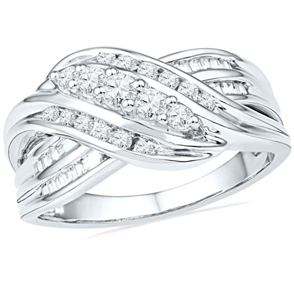 Diamond 5-Stone Crossover Band Ring 1/2 Cttw 10kt White Gold