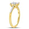 Image 3 : Diamond Flower Cluster Ring 1/2 Cttw 10kt Yellow Gold