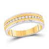 Image 1 : Mens Diamond Wedding Single Row Band Ring 1/3 Cttw 10kt Two-tone Gold