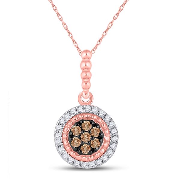 Brown Diamond Cluster Pendant 1/4 Cttw 10kt Rose Gold