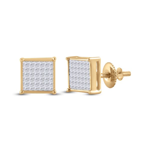Princess Diamond Square Earrings 1/2 Cttw 14kt Yellow Gold