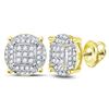 Image 1 : Mens Diamond Circle Cluster Earrings 1/4 Cttw 10kt Yellow Gold