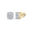 Image 1 : Diamond Circle Frame Cluster Earrings 1 Cttw 14kt Yellow Gold