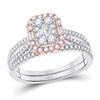 Image 1 : Princess Diamond Bridal Wedding Ring Band Set 3/4 Cttw 14kt Two-tone Gold