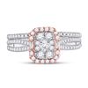 Image 2 : Princess Diamond Bridal Wedding Ring Band Set 3/4 Cttw 14kt Two-tone Gold