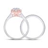 Image 3 : Princess Diamond Bridal Wedding Ring Band Set 3/4 Cttw 14kt Two-tone Gold