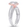 Image 4 : Princess Diamond Bridal Wedding Ring Band Set 3/4 Cttw 14kt Two-tone Gold
