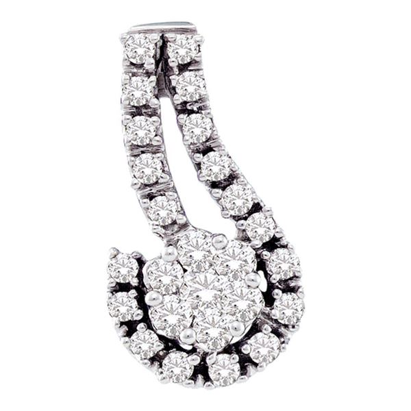 Diamond Cradled Flower Cluster Pendant 1/4 Cttw 14kt White Gold