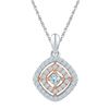 Image 1 : Princess Diamond Offset Square Pendant 1/2 Cttw 10kt Two-tone Gold