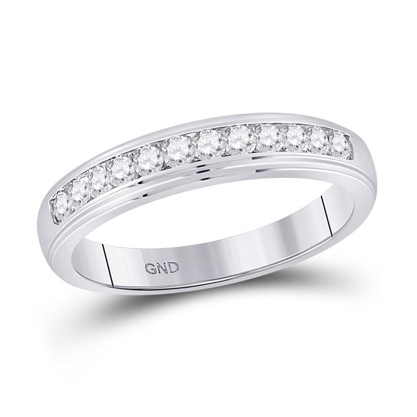 Mens Diamond Wedding Channel-Set Band Ring 1/2 Cttw 10kt White Gold