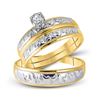 Image 1 : His Hers Diamond Solitaire Matching Wedding Set 1/20 Cttw 10kt Yellow Gold