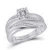 Image 2 : Sterling Silver His Hers Diamond Solitaire Matching Wedding Set 1/5 Cttw Sterling Silver