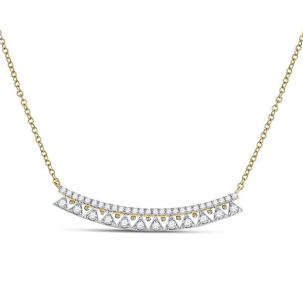 Diamond Curved Bar Necklace 1/2 Cttw 14kt Yellow Gold