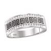 Image 1 : Mens Diamond Wedding Machine-Set Band Ring 1/3 Cttw 14kt White Gold