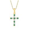 Image 1 : Lab-Created Emerald Cross Pendant 1/3 Cttw 10kt Yellow Gold