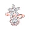 Image 2 : Baguette Diamond Bypass Flower Cocktail Ring 1-1/3 Cttw 14kt Rose Gold
