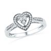 Image 1 : Diamond Heart Cluster Ring 1/5 Cttw 10kt White Gold