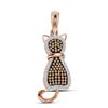 Image 1 : Red Color Enhanced Diamond Cat Pendant 1/4 Cttw 10kt Rose Gold