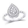 Image 1 : Diamond Teardrop Cluster Ring 1/3 Cttw 10kt White Gold