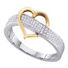 Image 1 : Diamond Heart Ring 1/6 Cttw Two-tone Sterling Silver