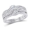 Image 1 : Diamond Bridal Wedding Ring Band Set 1/2 Cttw 10kt Two-tone Gold