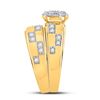 Image 4 : His Hers Diamond Cluster Matching Wedding Set 1 Cttw 14kt Yellow Gold