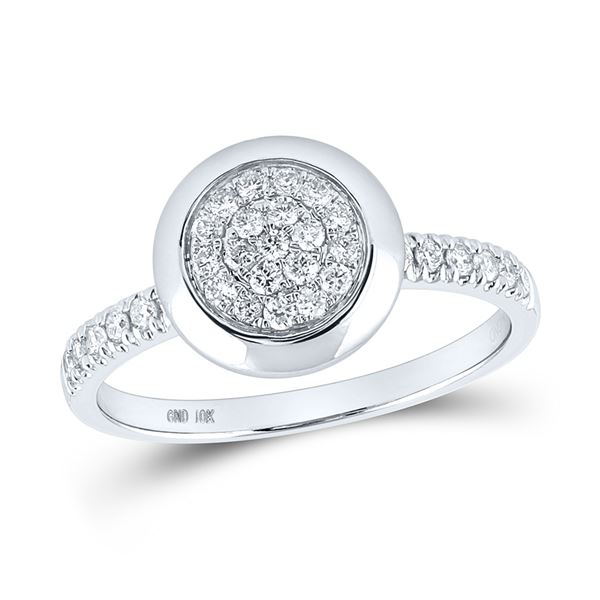 Diamond Circle Cluster Ring 1/3 Cttw 10kt White Gold