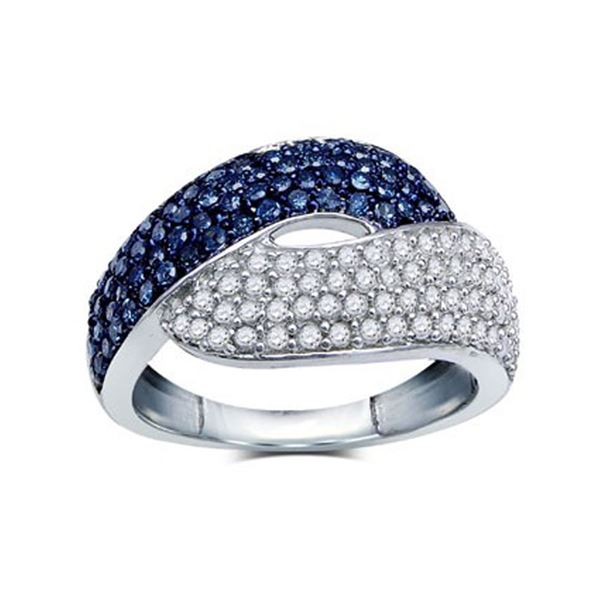 Blue Color Enhanced Diamond Fashion Ring 1 Cttw Sterling Silver