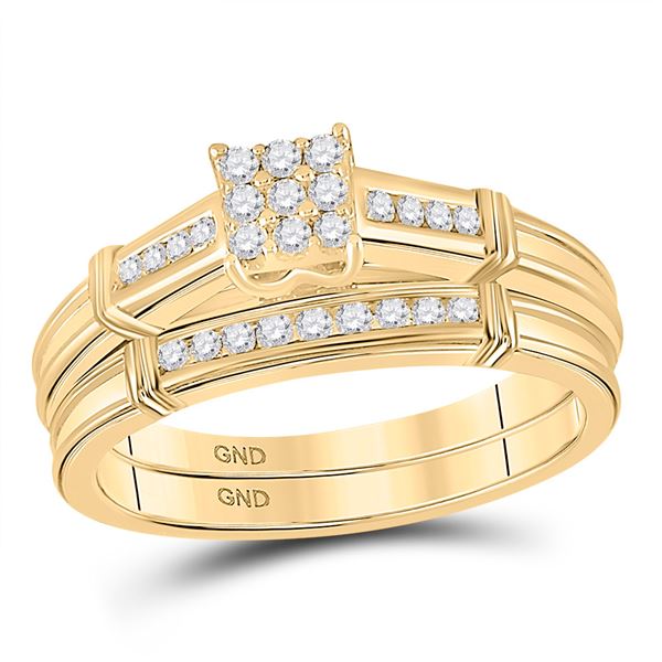 Diamond Bridal Wedding Ring Band Set 1/5 Cttw 10kt Yellow Gold