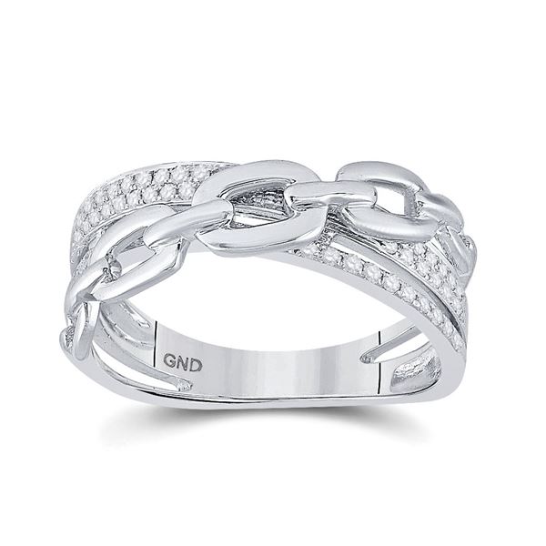 Diamond Chain Link Crossover Band Ring 1/5 Cttw 10kt White Gold