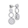 Image 2 : Diamond Circle Cluster Dangle Earrings 1-1/2 Cttw 18kt White Gold