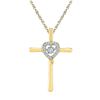 Image 1 : Diamond Solitaire Cross Heart Religious Pendant 1/10 Cttw 10kt Yellow Gold