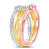 Image 3 : Diamond 3-Piece Stackable Band Ring Set 1/6 Cttw 10kt Tri-Tone Gold