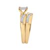 Image 4 : His Hers Diamond Cluster Matching Wedding Set 1/2 Cttw 10kt Yellow Gold