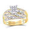 Image 2 : His Hers Diamond Square Matching Wedding Set 1/3 Cttw 10kt Yellow Gold