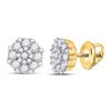 Image 1 : Diamond Octagon Cluster Earrings 5/8 Cttw 14kt Yellow Gold