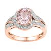 Image 1 : Oval Natural Morganite Solitaire Diamond Ring 1-5/8 Cttw 10kt Rose Gold