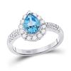 Image 1 : Pear Lab-Created Blue Topaz Solitaire Ring 2 Cttw 10kt White Gold