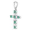 Image 2 : Lab-Created Emerald Cross Pendant 1/3 Cttw 10kt White Gold