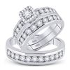 Image 1 : His Hers Diamond Solitaire Matching Wedding Set 3/8 Cttw 10kt White Gold