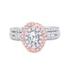 Image 2 : Oval Diamond Bridal Wedding Ring Band Set 1 Cttw 14kt Two-tone Gold