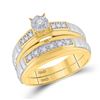 Image 2 : His Hers Diamond Solitaire Matching Wedding Set 1/6 Cttw 10kt Yellow Gold