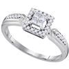 Image 1 : Princess Diamond Square Frame Cluster Ring 1/4 Cttw 10kt White Gold