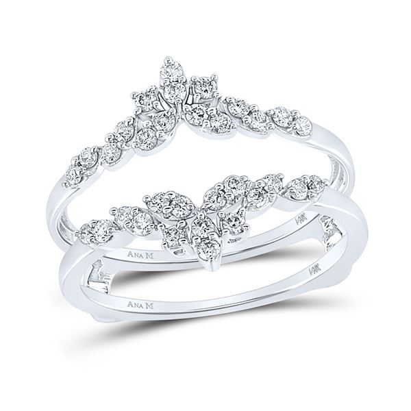 Diamond Fashion Wrap Ring Guard Enhancer 1/3 Cttw 14kt White Gold