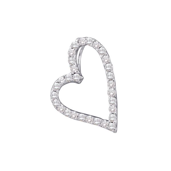 Diamond Sideways Heart Frame Pendant 1/5 Cttw 14kt White Gold