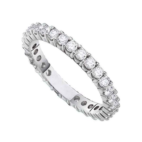 Pave-set Diamond Eternity Wedding Anniversary Band 1/2 Cttw 14kt White Gold