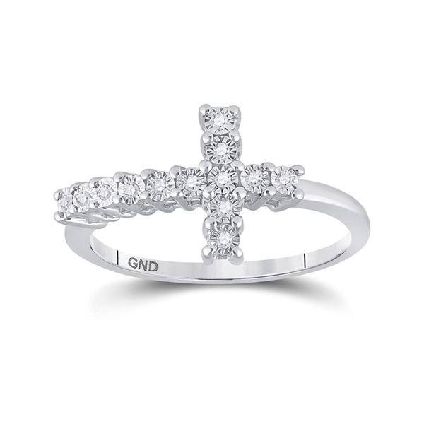 Diamond Cross Ring 1/20 Cttw Sterling Silver