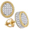 Image 1 : Mens Diamond Fluted Oval Cluster Stud Earrings 1/2 Cttw 10kt Yellow Gold