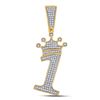 Image 1 : Mens Diamond Number 1 Crown Charm Pendant 1/3 Cttw 10kt Yellow Gold